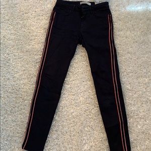 Zara Navy Blue skinny jeans w/side stripe